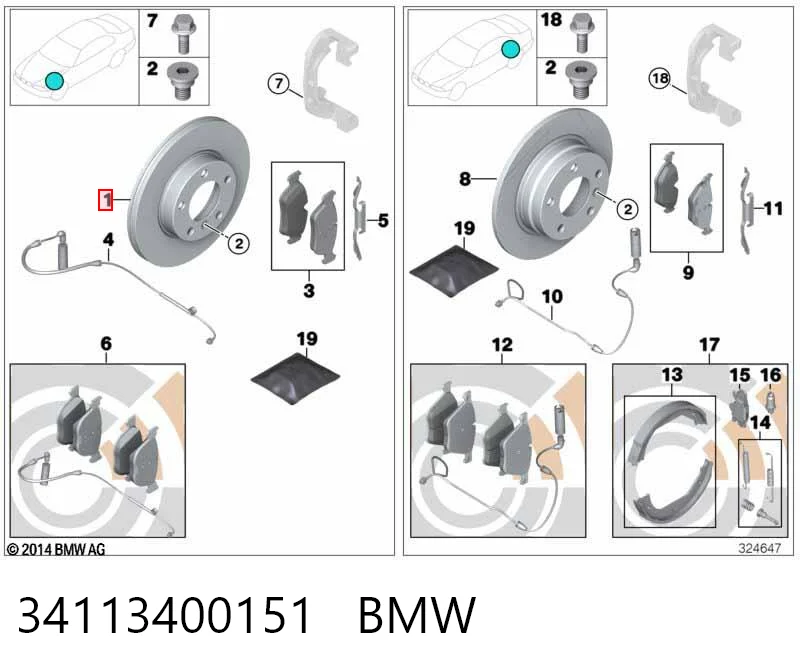 34113400151 BMW Диск тормозной передний