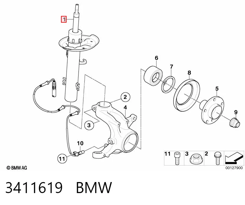 3411619 BMW Амортизатор передний левый