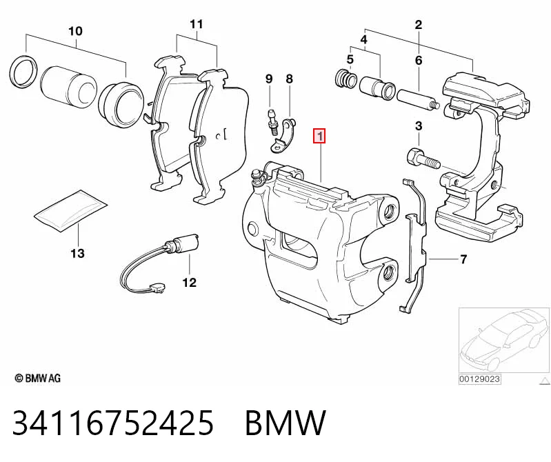 34116752425 BMW Суппорт тормозной, передний, левый
