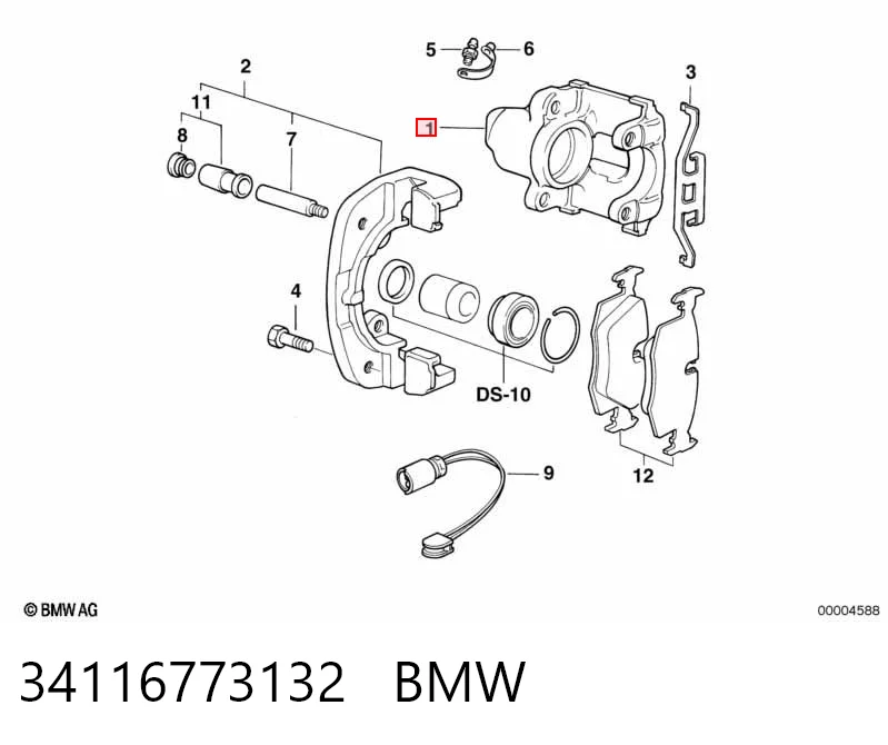 34116773132 BMW Суппорт тормозной, передний, правый