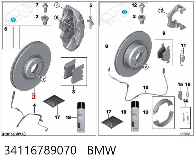 34116789070 BMW Диск тормозной передний