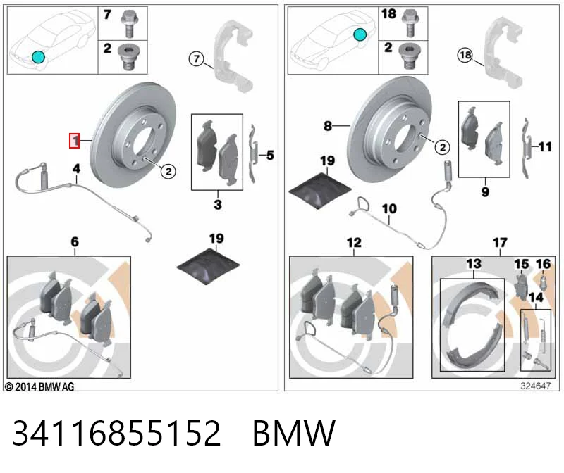 34116855152 BMW Диск тормозной передний