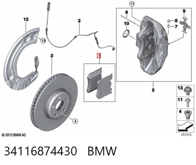 Колодки тормозные передние дисковые BMW 34116874430