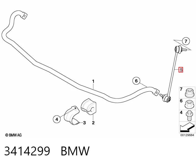 3414299 BMW Тяжка стабилизатора, переднего, левая