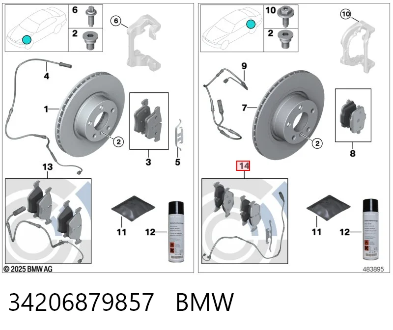 34206879857 BMW Колодки тормозные дисковые комплект
