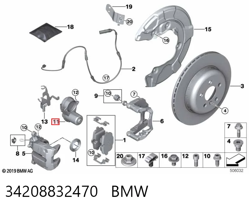 34208832470 BMW Мотор привода тормозного суппорта заднего