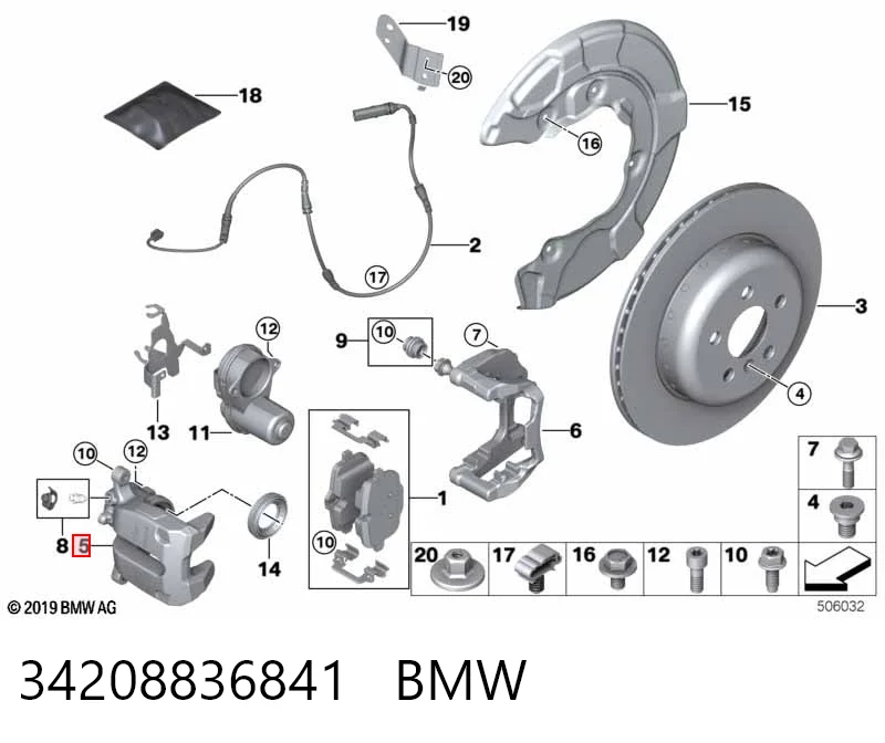 34208836841 BMW Тормозной суппорт задний левый