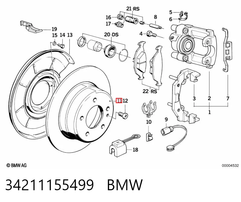 Дисковый тормоз на BMW 7  E32