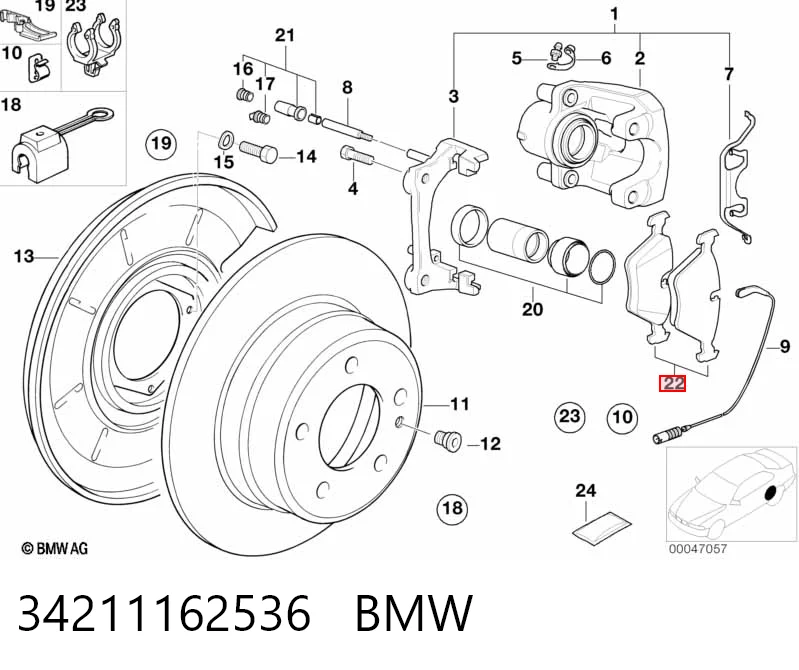 34211162536 BMW Колодки тормозные дисковые комплект