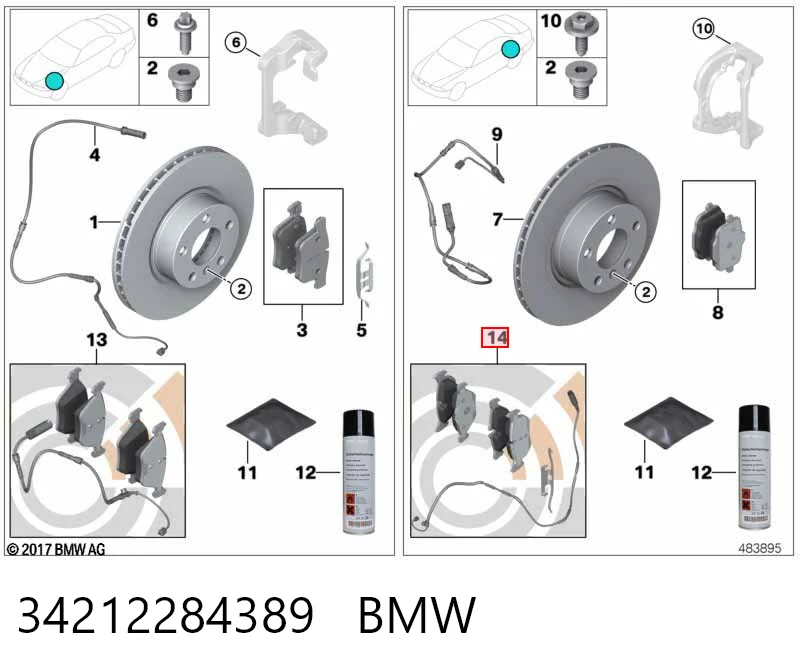 34212284389 BMW Колодки тормозные дисковые комплект