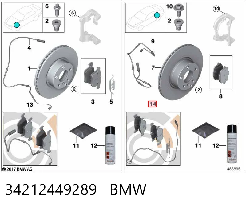 34212449289 BMW Колодки тормозные дисковые комплект