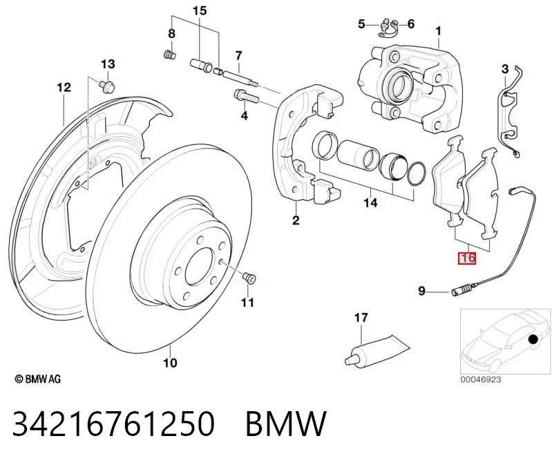 Колодки тормозные задние дисковые BMW 34216761250