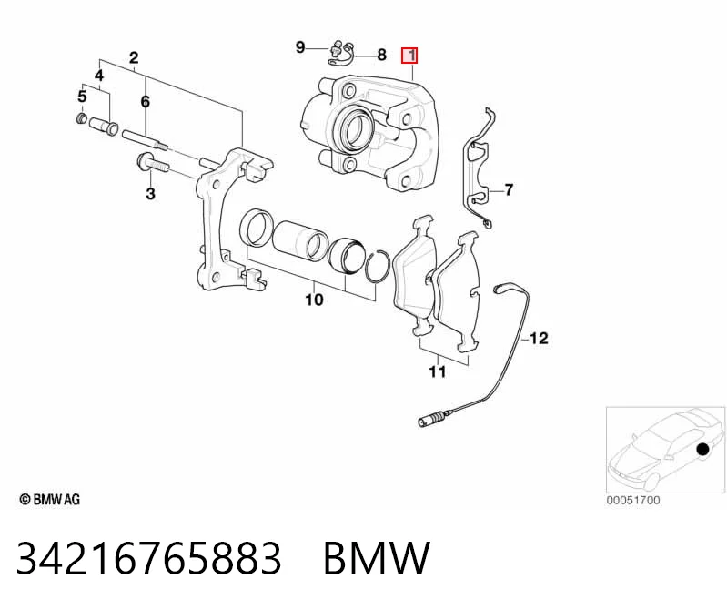 34216765883 BMW Тормозной суппорт задний левый