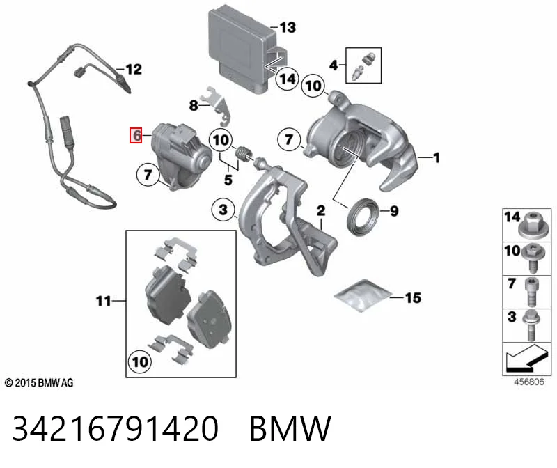 34216791420 BMW Мотор привода тормозного суппорта заднего