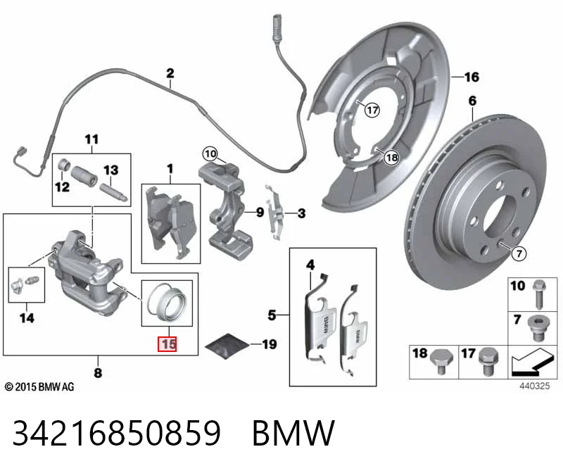 Ремкомплект заднего тормозного суппорта на BMW 3  F30, F80