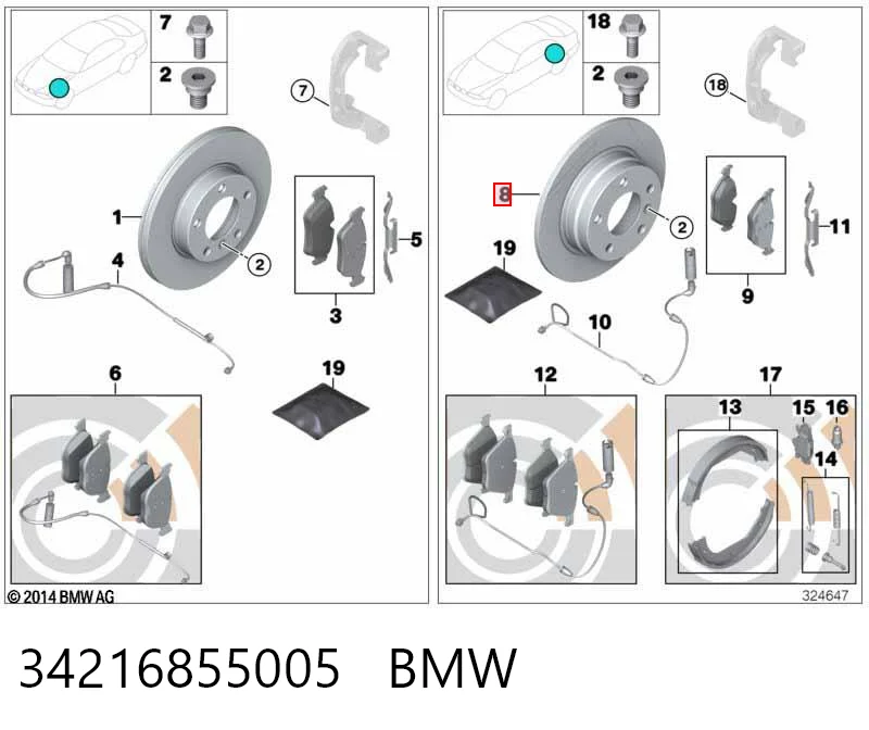 34216855005 BMW Дисковый тормоз