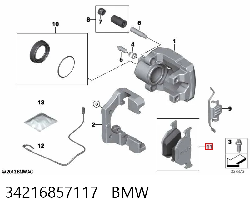 Колодки тормозные задние дисковые BMW 34216857117