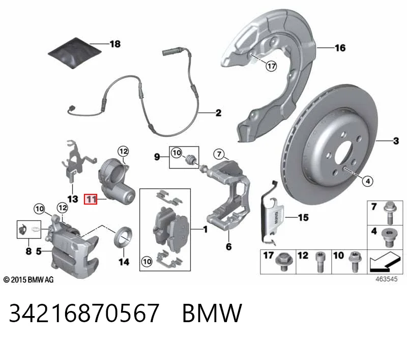 34216870567 BMW Мотор привода тормозного суппорта заднего