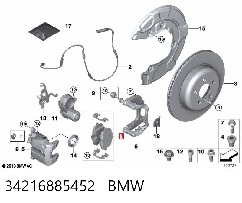 34216885452 BMW Колодки тормозные дисковые комплект