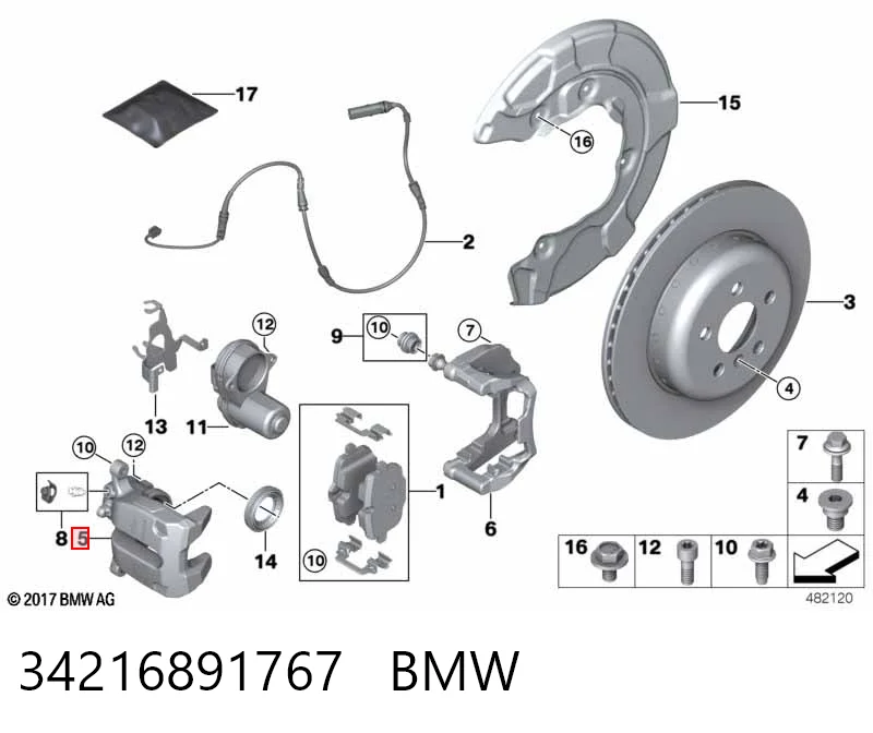 34216891767 BMW Тормозной суппорт задний левый