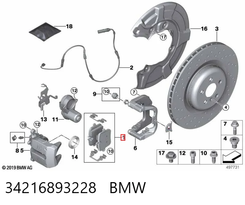 34216893228 BMW Колодки тормозные дисковые комплект