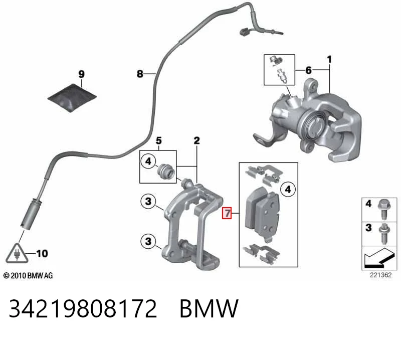 Колодки тормозные задние дисковые BMW 34219808172