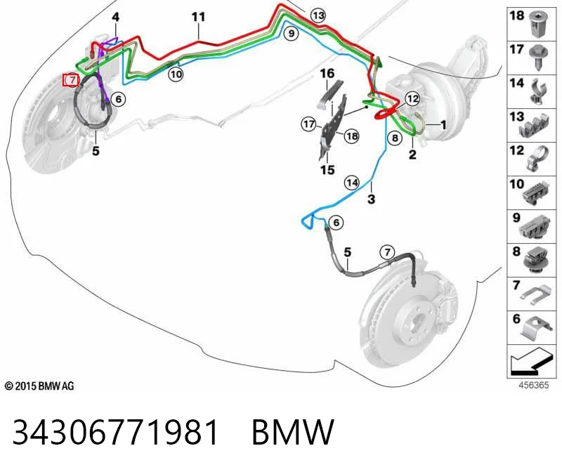 34306771981 BMW Скоба крепления тормозного шланга