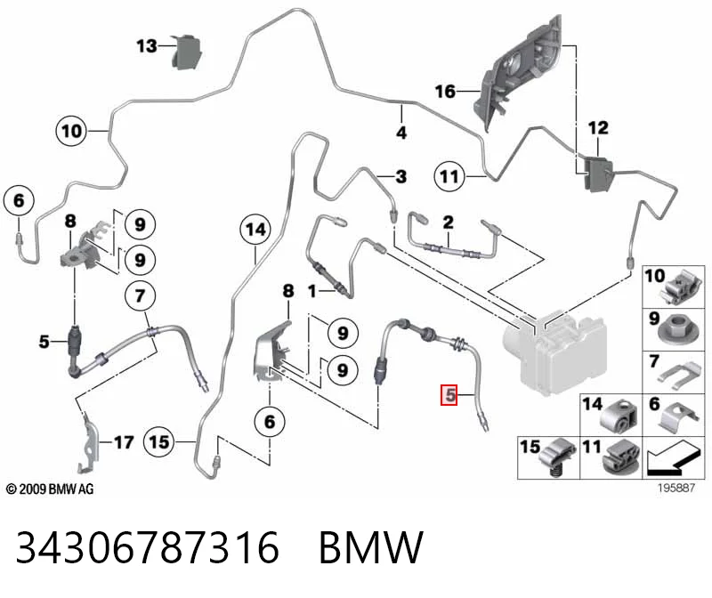 Гибкая тормозная трубка передняя на BMW X1  E84