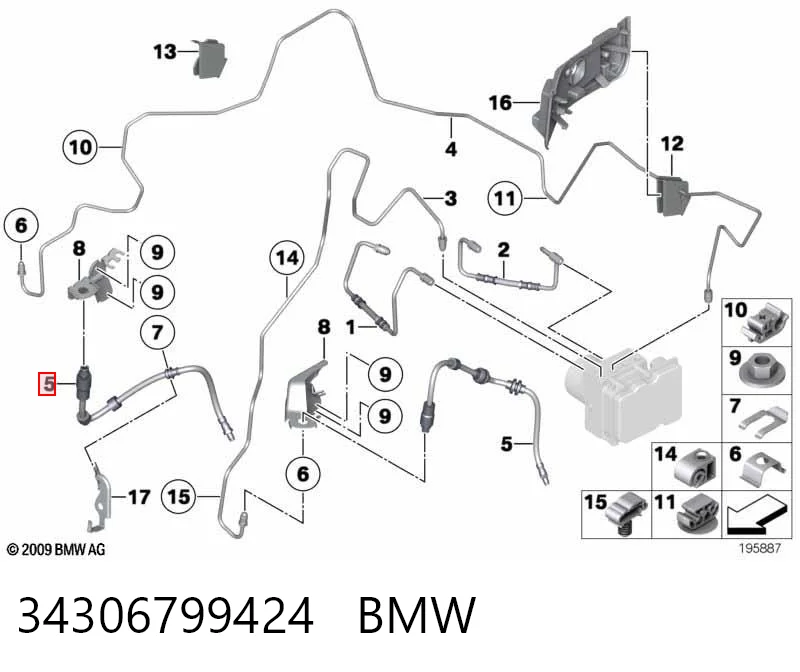 Шланг тормозной передний BMW X1 внедорожник (E84) (2009 - 2015) цена, от 9.32 USD