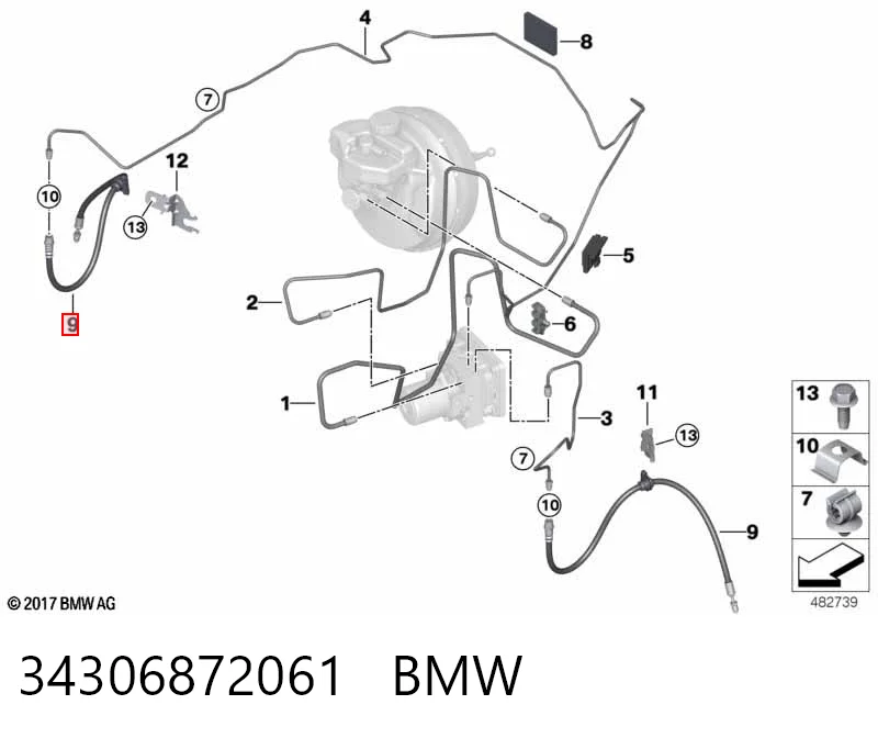 34306872061 BMW Гибкая тормозная трубка передняя