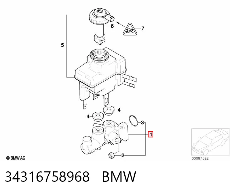 Цилиндр тормозной, главный на BMW 7  E65, E66, E67
