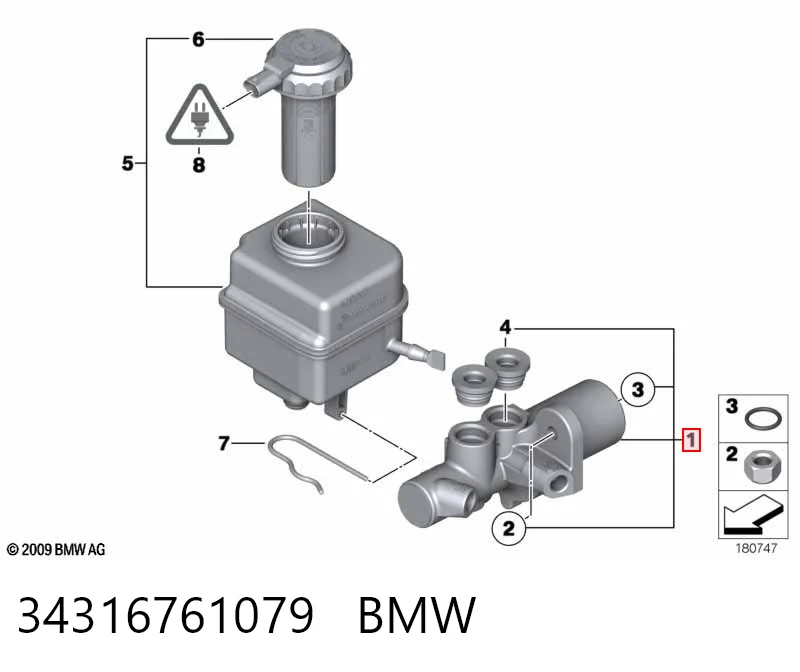 Цилиндр тормозной, главный на BMW 7  F01, F02, F03, F04