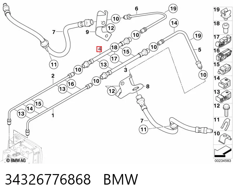 34326776868 BMW Шланг тормозной задний правый