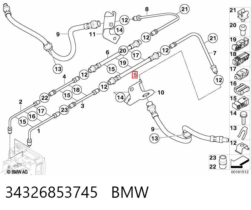 34326853745 BMW Шланг тормозной задний левый
