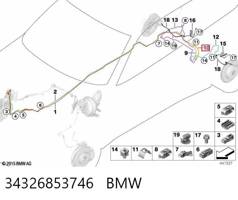 34326853746 BMW Шланг тормозной задний правый