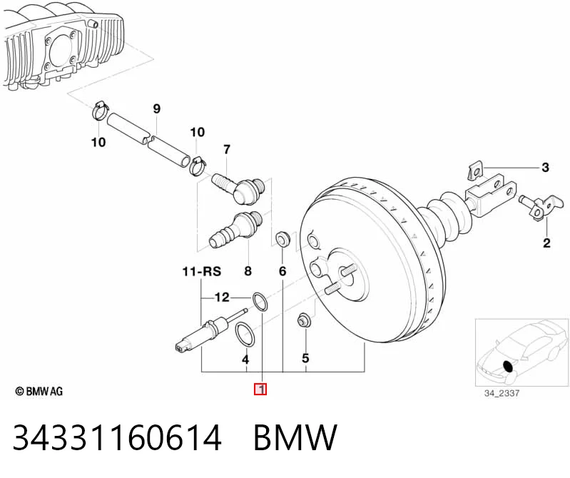 34331160614 BMW Усилитель тормоза вакуумный