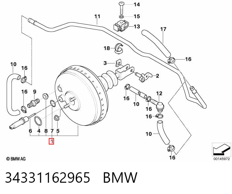 34331162965 BMW Усилитель тормоза вакуумный