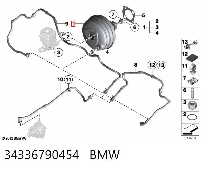 Усилитель тормоза вакуумный на BMW 7  F01, F02, F03, F04