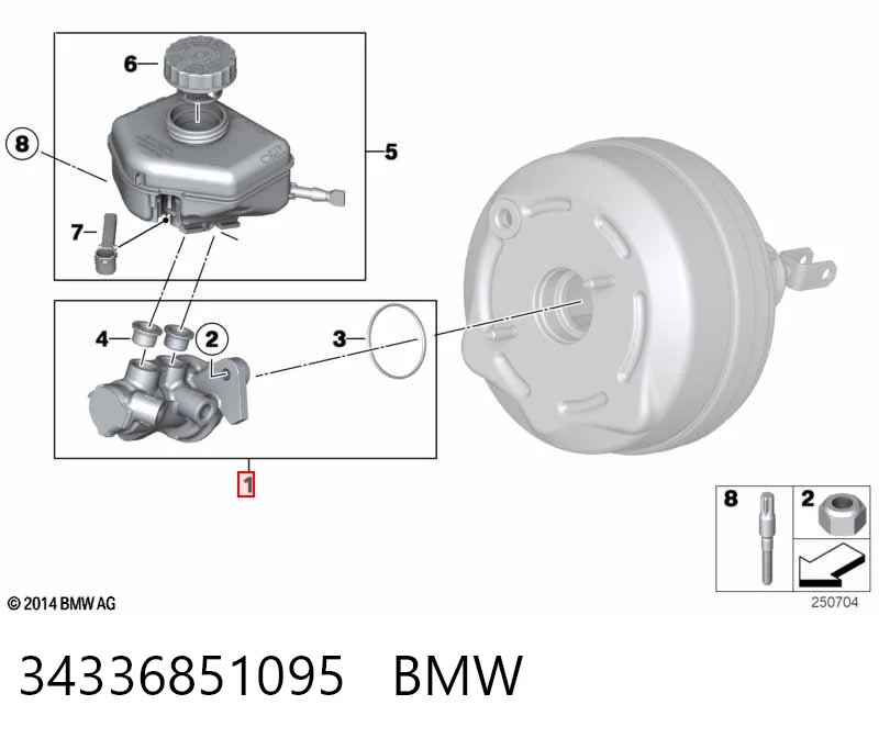 Цилиндр тормозной, главный на BMW 3  F30, F80