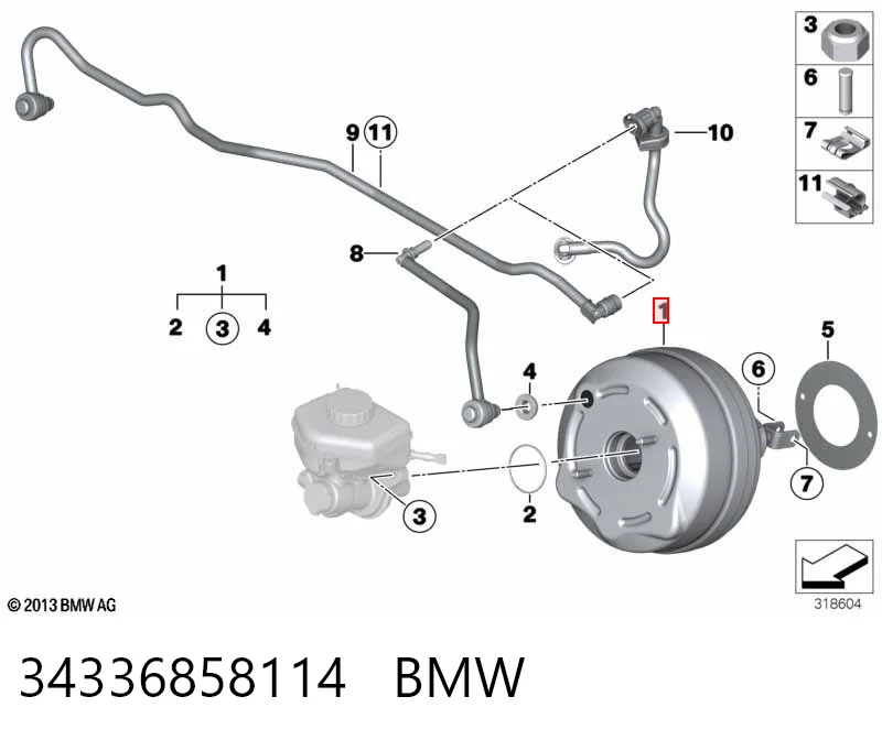Усилитель тормоза вакуумный на BMW 3  F30, F80