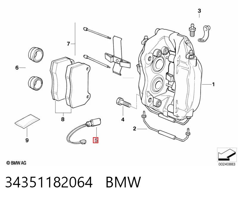 34351182064 BMW Датчик износа тормозных колодок