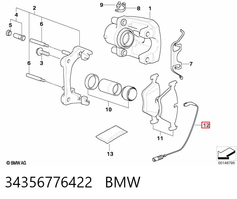 34356776422 BMW  Датчик износа тормозных колодок задний