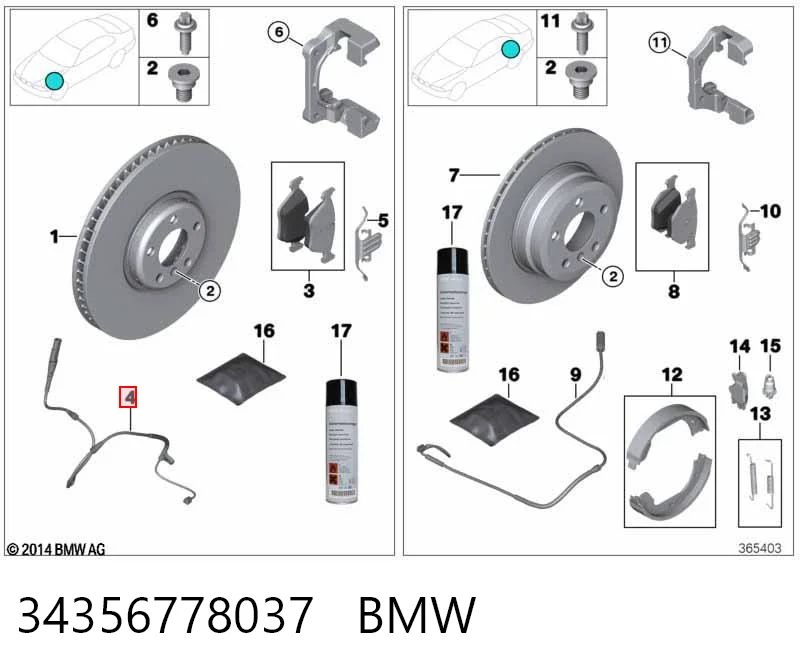 34356778037 BMW Датчик износа тормозных колодок