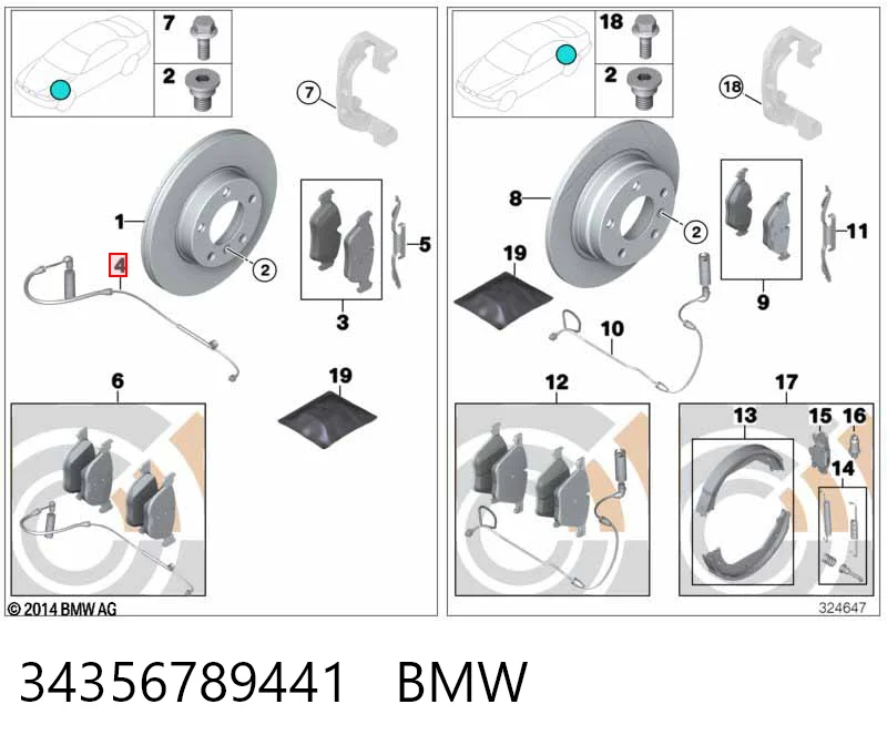 34356789441 BMW Датчик износа тормозных колодок
