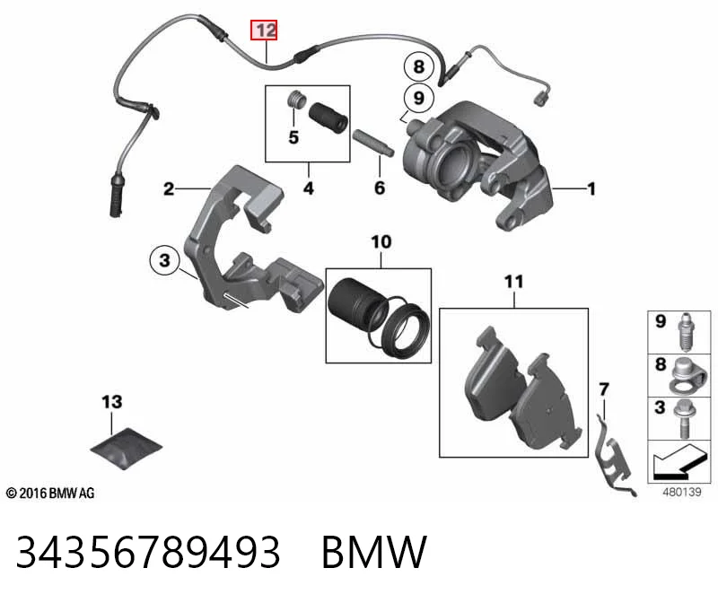34356789493 BMW  Датчик износа тормозных колодок задний