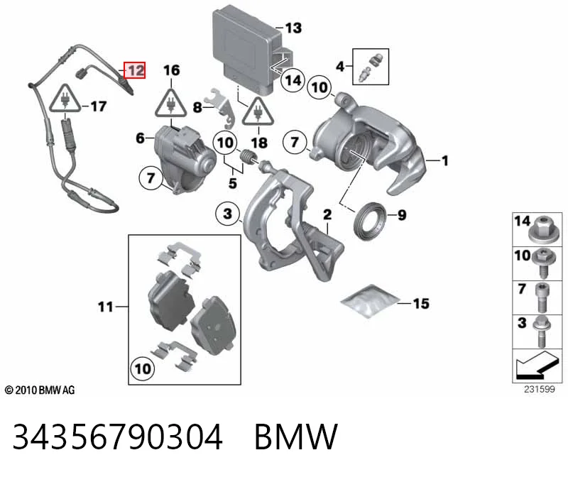 34356790304 BMW  Датчик износа тормозных колодок задний