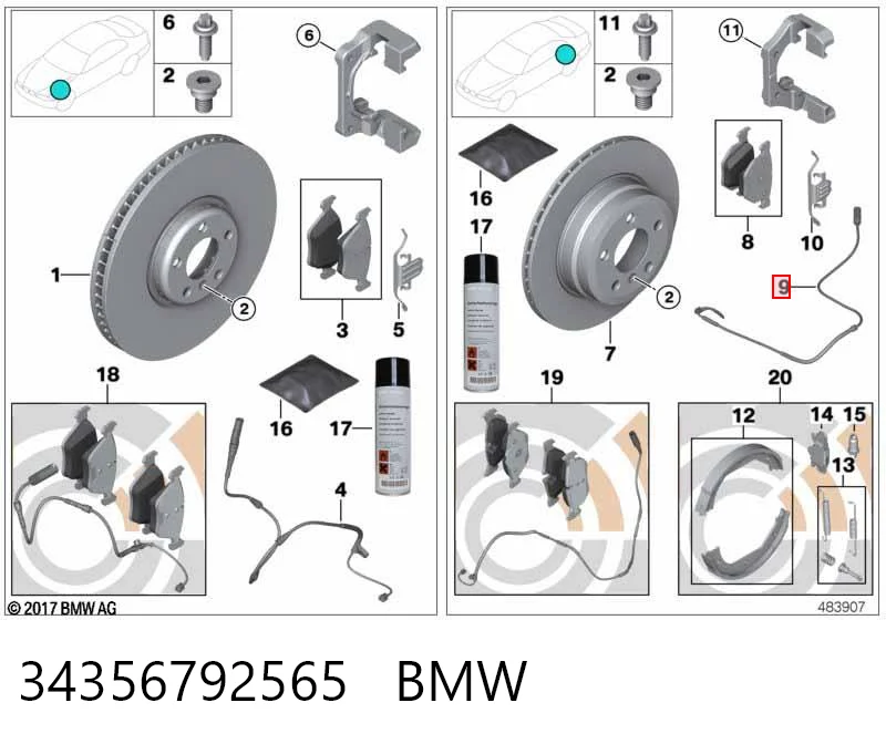 34356792565 BMW Датчик износа тормозных колодок