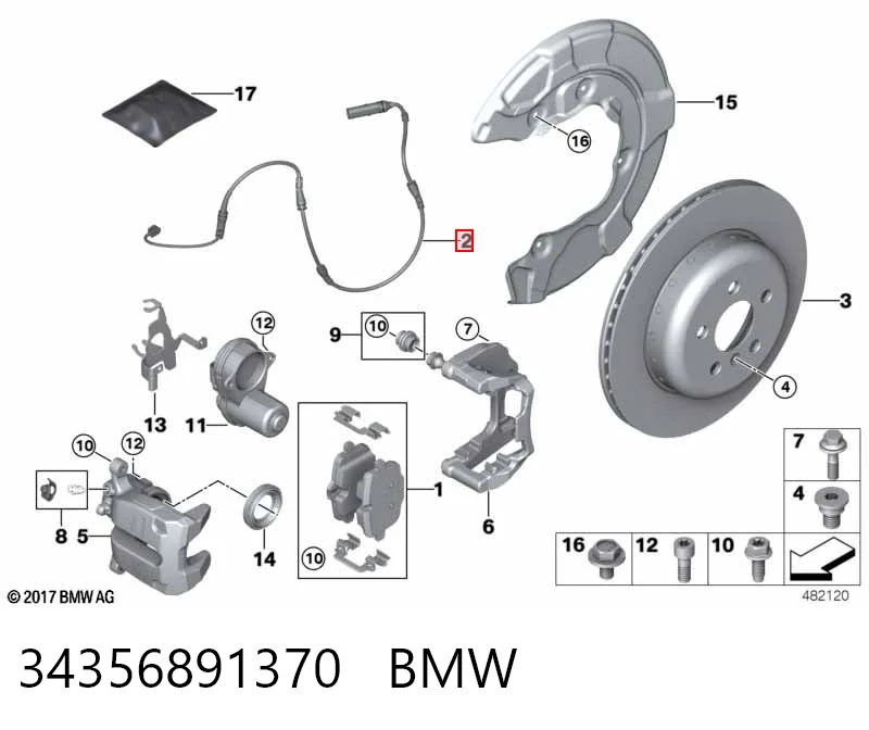 34356891370 BMW  Датчик износа тормозных колодок задний