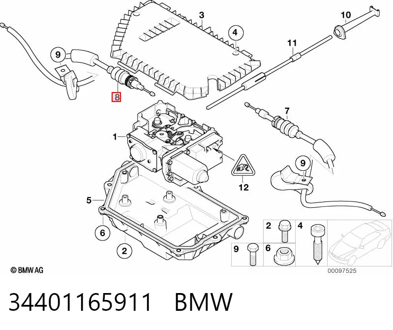 34401165911 BMW Трос ручного тормоза задний, правый