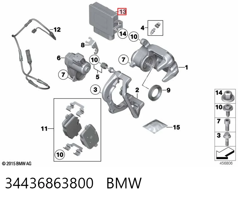 34436863800 BMW Модуль управления стояночного тормоза